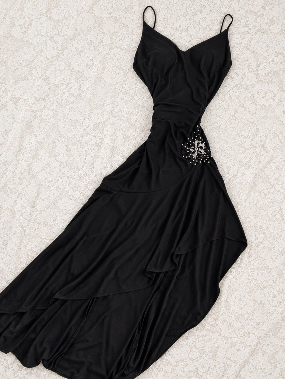 Jovani New York Elegant Black Evening Dress with Embellished Waist Size 6